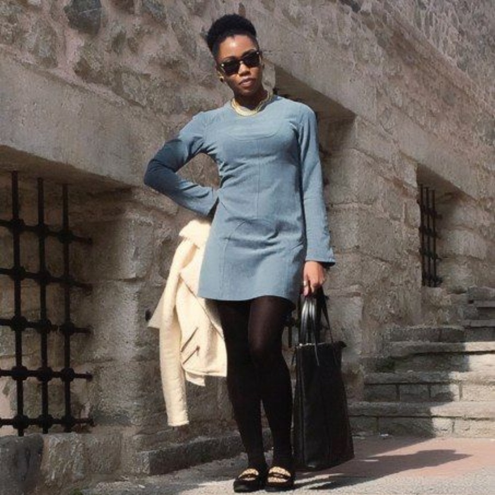 Pale Blue Microsuede Dress